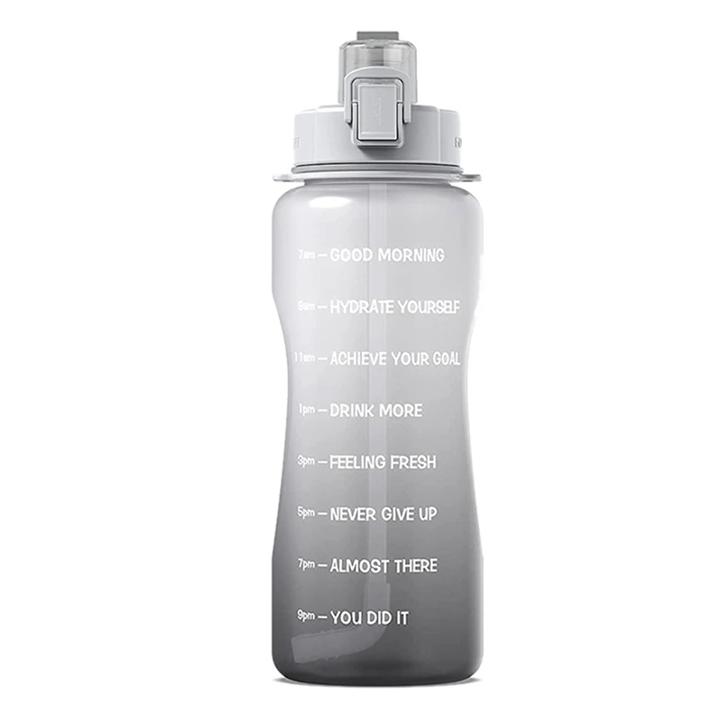 Спортивная бутылка для воды с маркером времени и соломинкой из тритана объемом 64