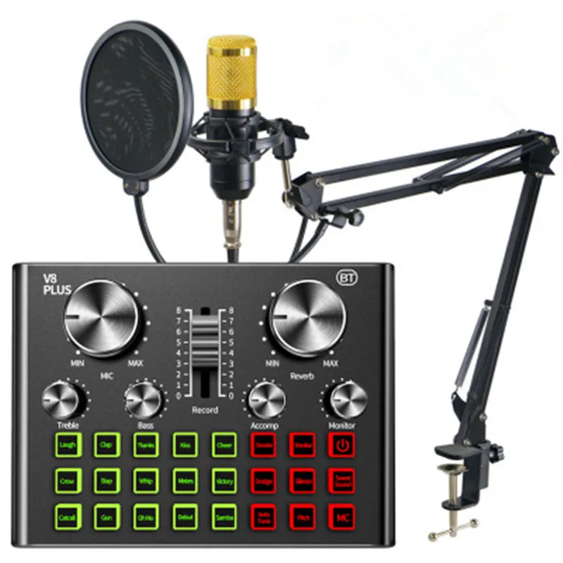 Внешняя звуковая карта V8PLUS Bluetooth USB BM800 для микрофонной записи, микрофон для ПК