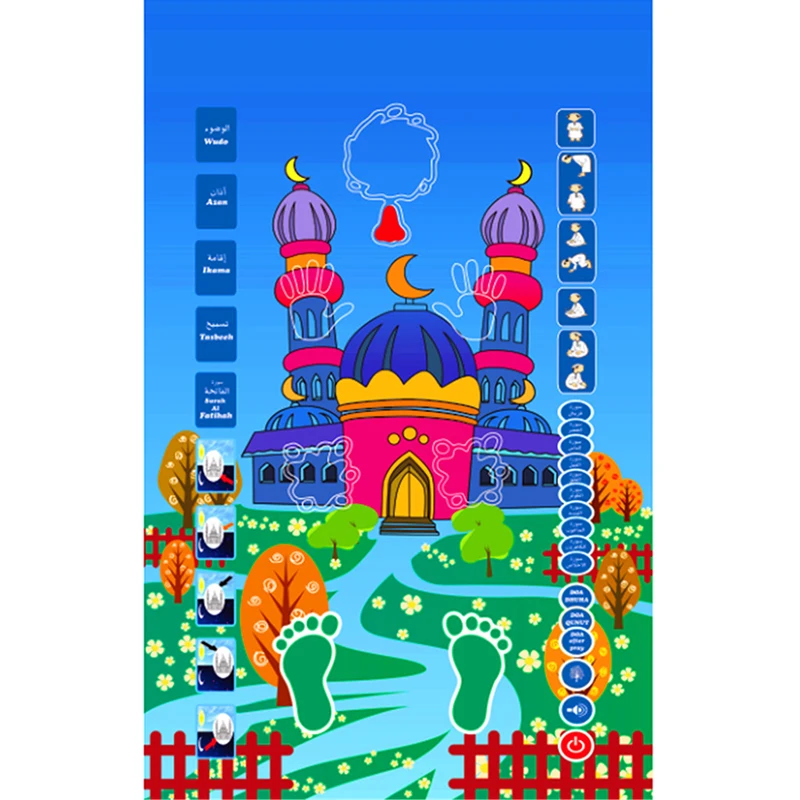 

2023 Children Educational Prayer Mat Quran Word Reading Play Mat Islamic Coran Muslim Prayer Read Digital Speaker Rug Kids Gift