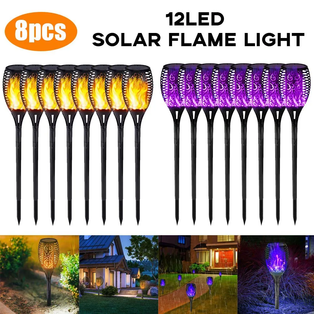 

Outdoor Solar Flame Torch Light Garden Decor Solar Wall Lamp Waterproof LED Solar Light for Yard Street Fence Stake Lights