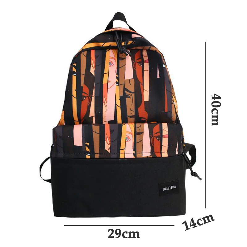 

Teen School Bags for Teenage Girls Backpack Women Bookbags Lightweight Oxford Black Graffiti Patchwork Student schoolbag Female