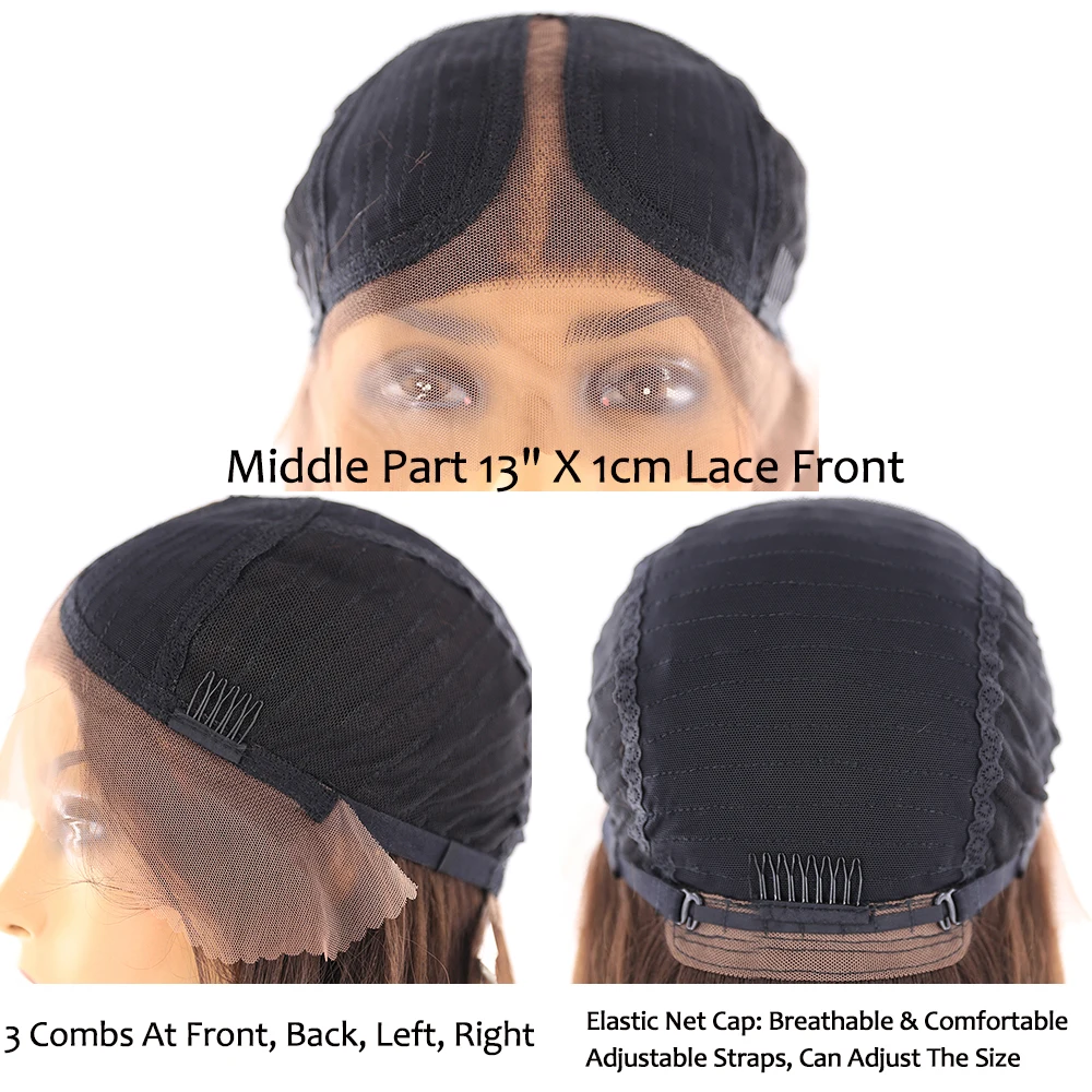 

Black Color Synthetic Lace Front Wig For Black Women Long Straight Smooth Soft Middle Part Hair Wig Heat Resistant Fiber X-TRESS