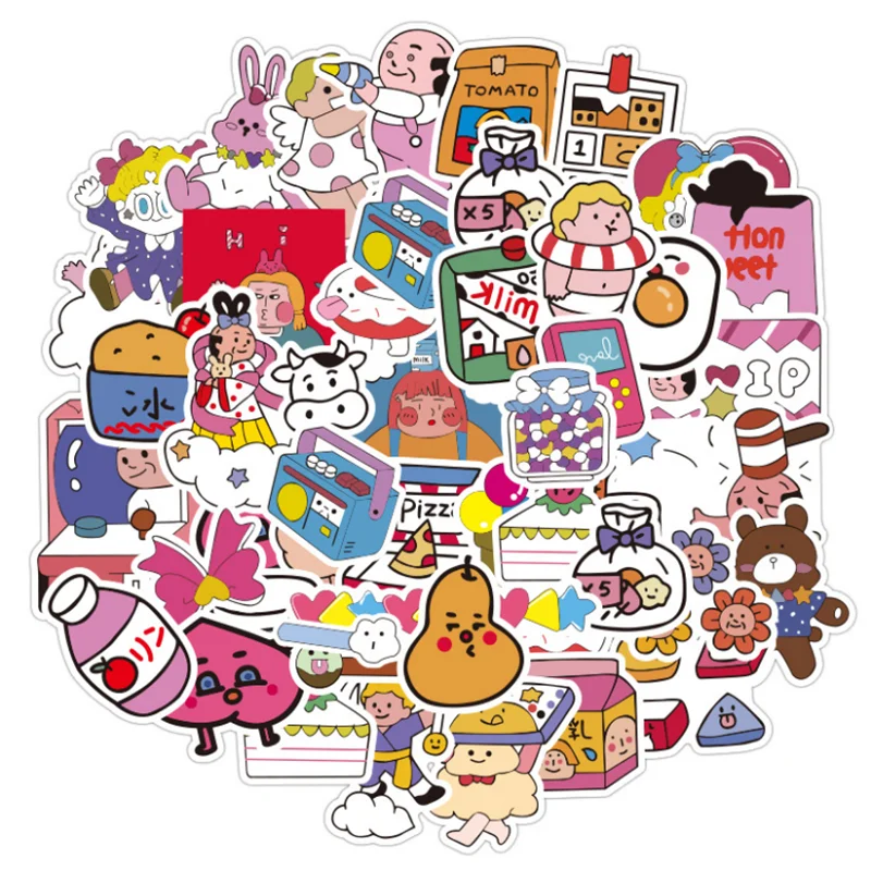 

10/30/50PCS Cute Cartoon Girl Hand Account Waterproof Trolley Case Skateboard Notebook Sticker Graffiti Car Wholesale