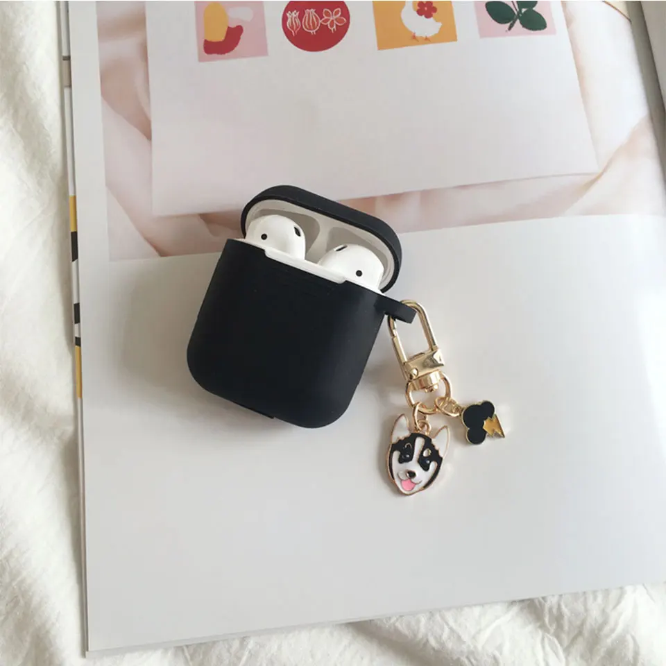 NEW Милый корейский силиконовый чехол для Apple Airpods 1 2 Чехол аксессуары Bluetooth наушники защитный Декор брелок для ключей - Цвет: NEW