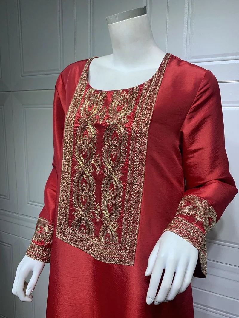 Kaftan Wedding Party Dress African Dresses For Women Muslim Evening Gowns Abaya Dubai Turkish Islamic Clothing Elegant Red Robe