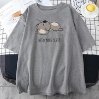 little bear who need more sleep printing womens tee shirts summer vintage clothing leisure t shirts oversize womens t shirts