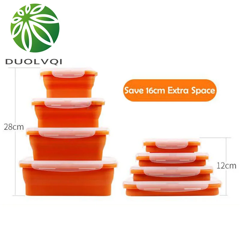 Duolvqi силиконовый Коробки для обедов Портативный чаша красочный складной Еда