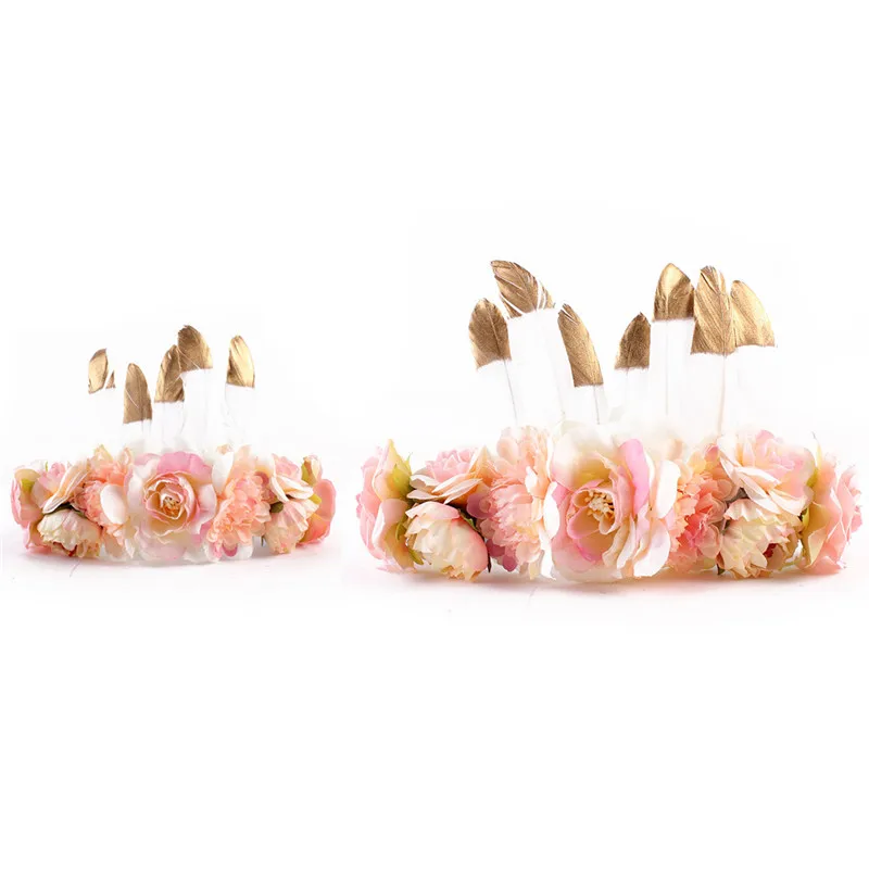 2 шт./компл. головной убор с перьями и цветами для мамы ребенка вечерние головные