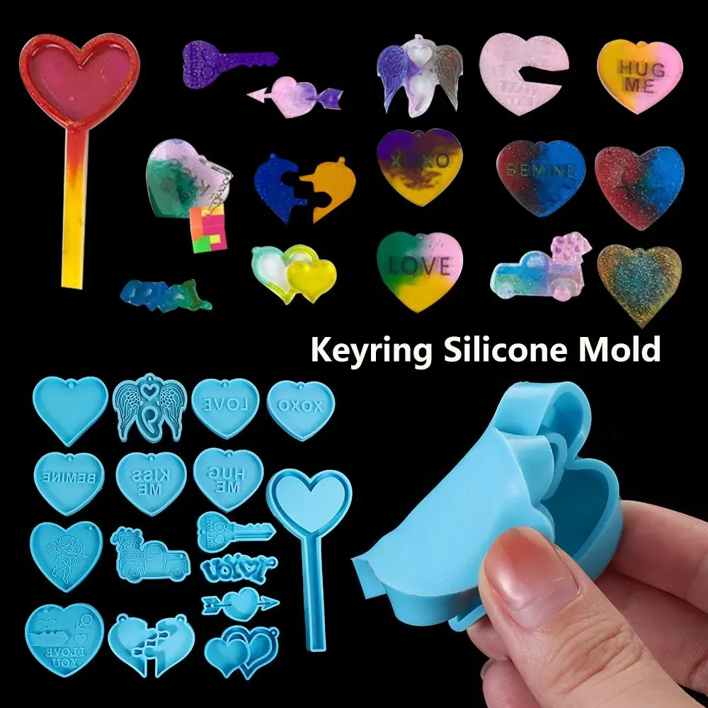 

Handmade Casting Jewelry Making Tools Epoxy Resin Mould Keychain Molds Valentine's Day Keyring Silicone Mold