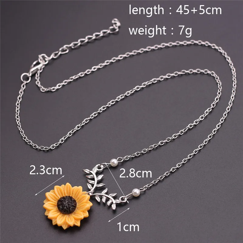 Модный Подсолнечник подвеска ожерелье имитация жемчуга подсолнечник цепочка