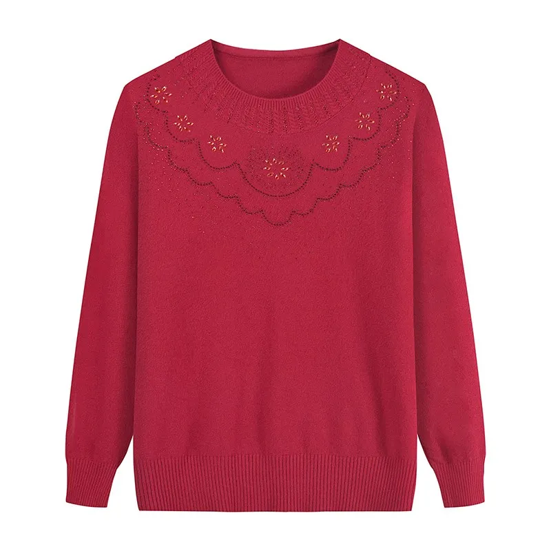 Модный женский свитер Стразы вязаные джемперы с длинным рукавом осенне-зимние