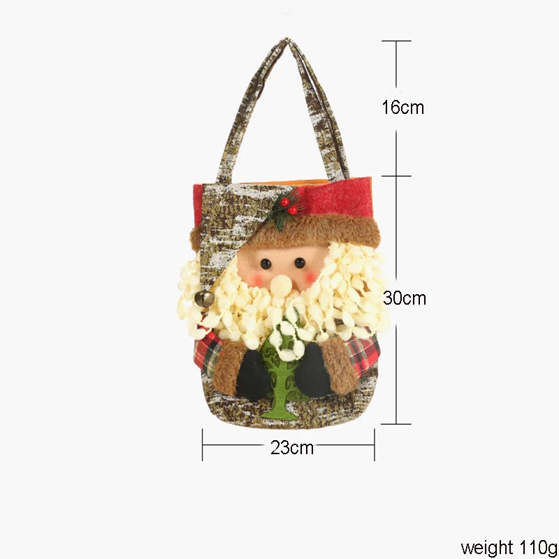 

New Plush Christmas Gift Bags Santa Claus Snowman Elk Doll Handbag Christmas Candy Bag New Year Gifts For Children