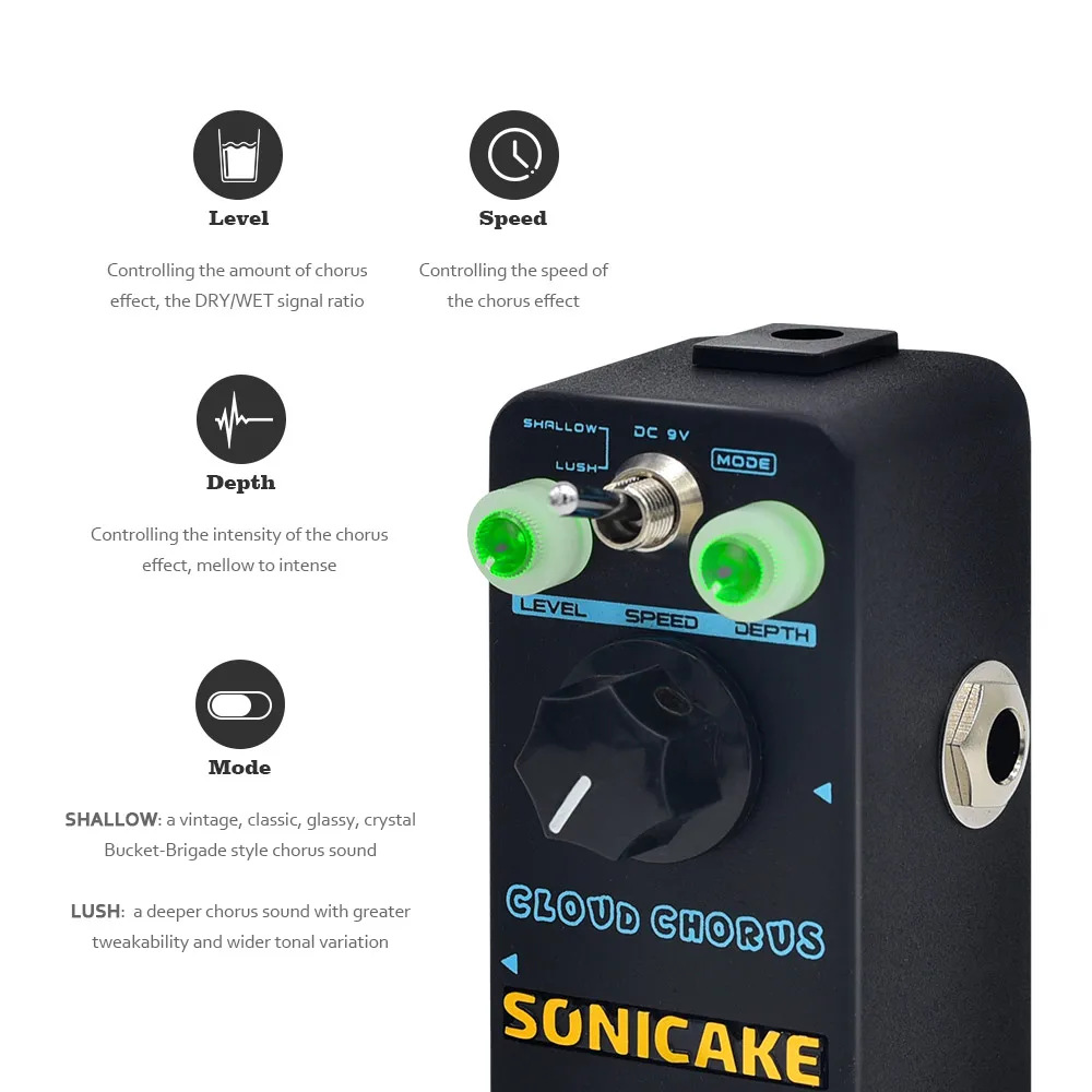 SONICAKE Cloud Chorus Guitar педаль эффектов Классический bbd-стиль аналоговый Хор ЗВУК гитары патч-кабель в комплекте QSS-04