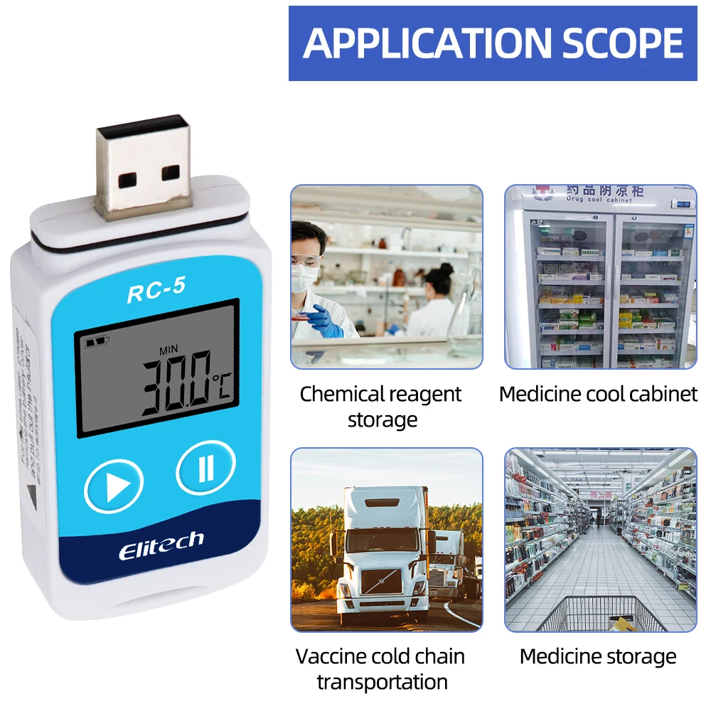 Устройство для регистрации данных о температуре Elitech RC-5 USB устройство записи с