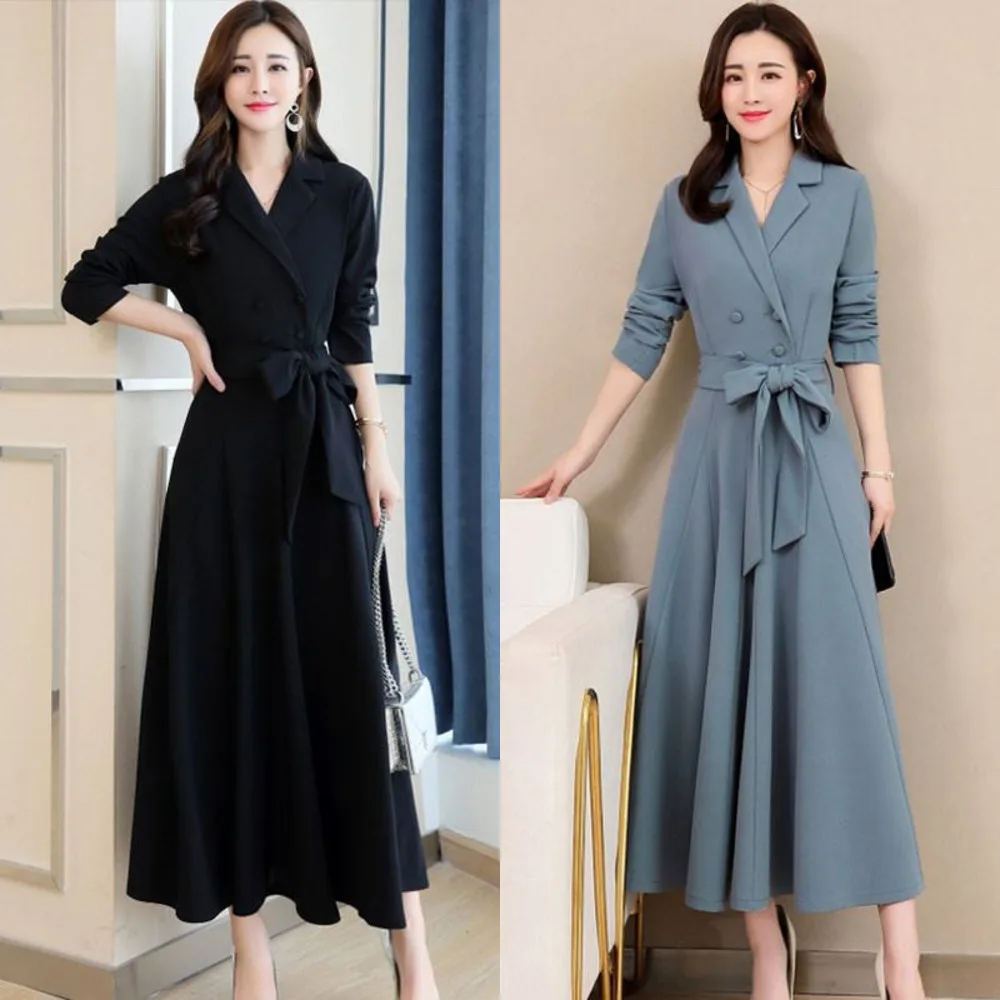 

Зимнее Новое весеннее корейское длинное платье макси для женщин с длинным рукавом винтажное платье с вырезом женское облегающее платье с к...