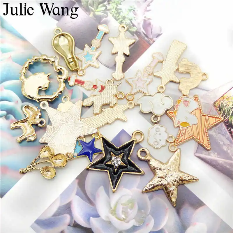 10 шт. эмалированные Подвески Julie Wang из сплава Случайные Смешанные звезды облако