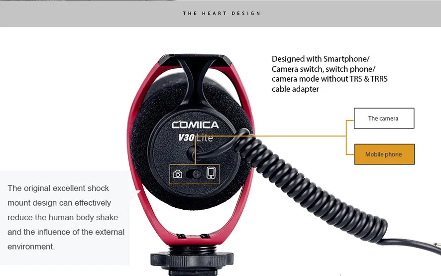 Comica CVM-V30 LITE видео микрофон конденсатор загорается Запись для Canon Nikon Fuji DSLR камера