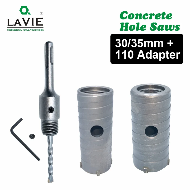 1 set SDS PLUS 30mm 35mm Concrete Hole Saw Shank 110mm Electric Hollow Core Drill Bit Cement Stone Wall Air Conditioner Alloy