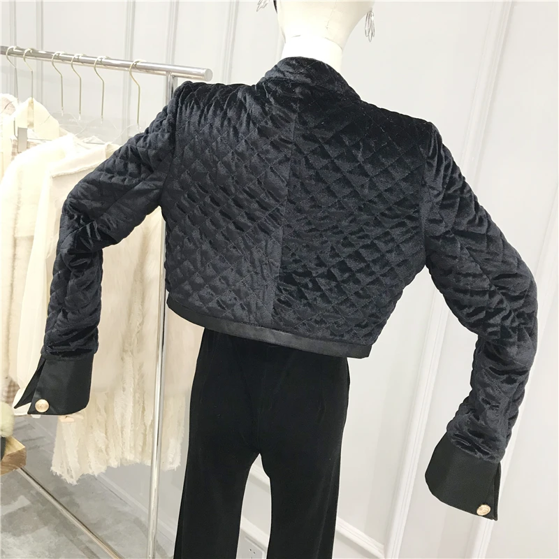 Винтажный Дворцовый стиль хлопковая стеганая куртка Женская двубортная