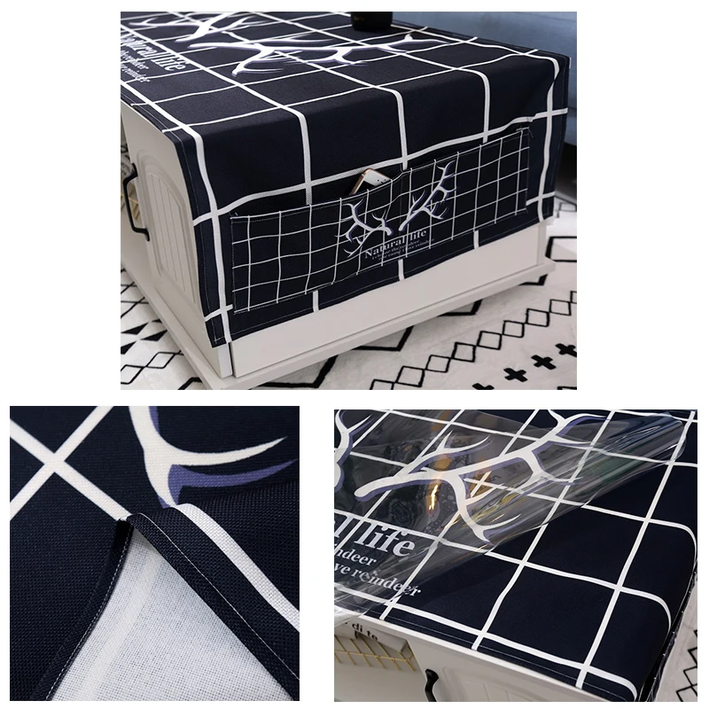 Декоративная льняная скатерть с оленем и котом водонепроницаемая маслостойкая