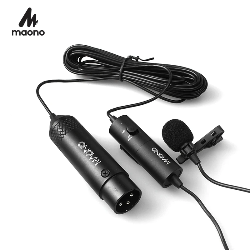 MAONO Петличный Микрофон XLR всенаправленный конденсаторный микрофон клип-на лацкане микрофон для DSLR камеры видеокамеры диктофоны