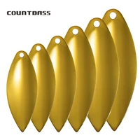 50pcs countbass size 1 6 gold plated steel willow spinner blades smooth finish diy spinner bait fishing lures tackle craft