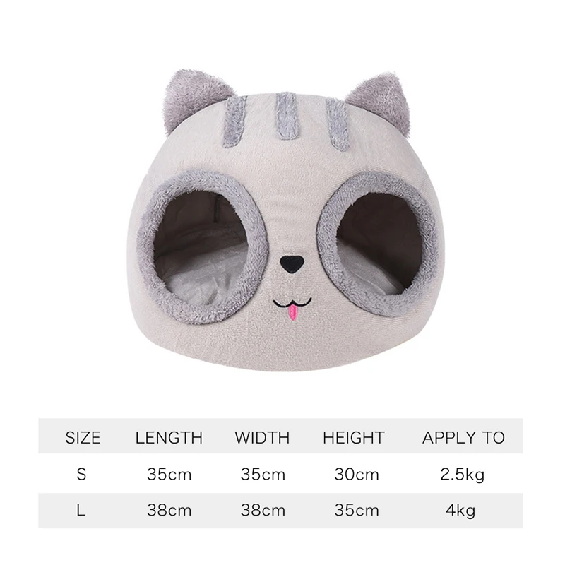 

Removable Cat Bed Cave Cat Head Shaped Pet Kitten Cushion Winter Warm Pet Cat House Small Dog Nest Pets Puppy Sleeping Houses
