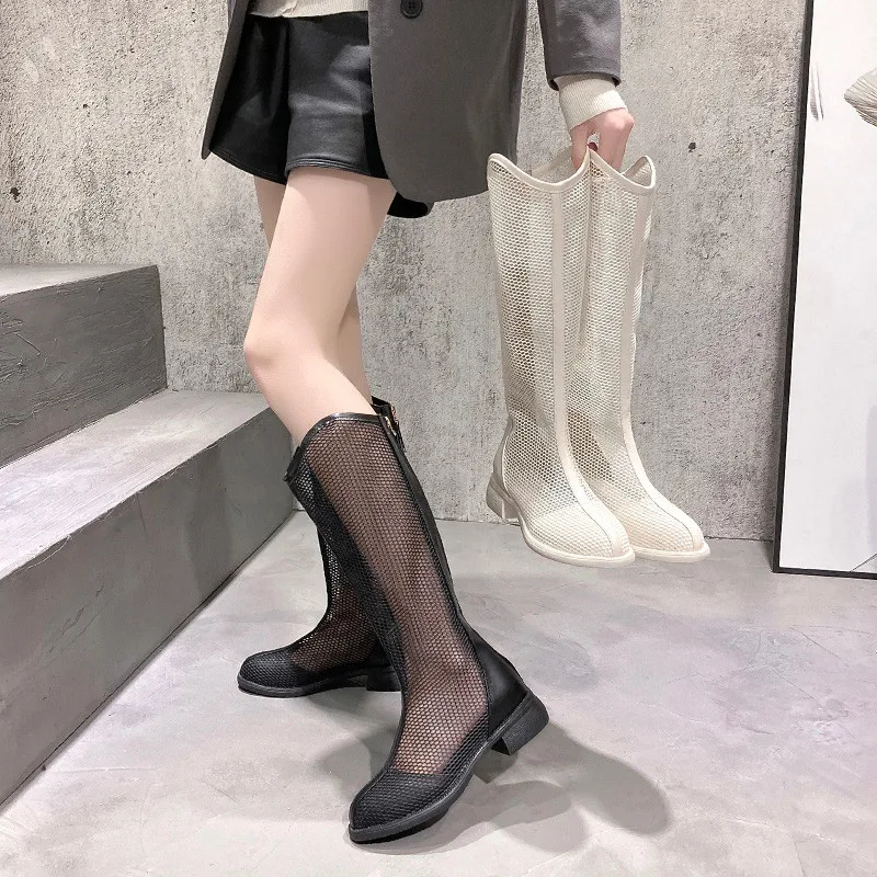 

2021 New Sandals Women's Knee High Waist Shoes With Fashion Sandals Women's Shoes Girl Summer Hollow Ankle Women's Shoes