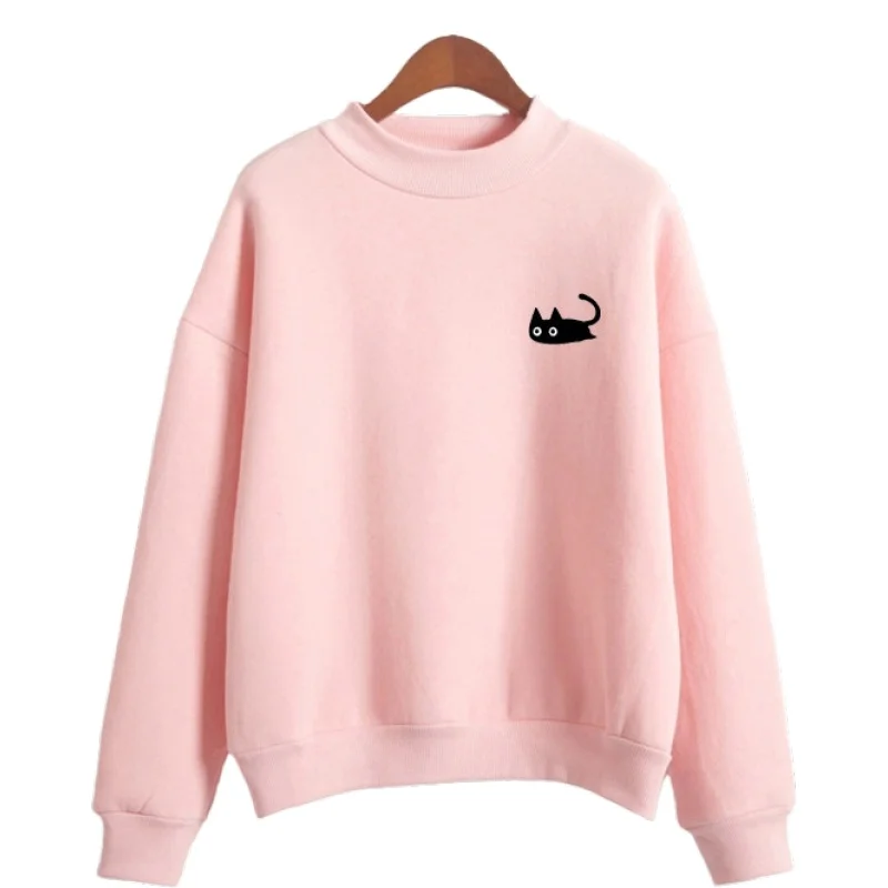 

Women Sweatshirts Cartoon Cat Print Harakuju Hoodies 2020 Autumn Long Sleeve Turtleneck Kawaii Pullover Casual Cute Tracksuits