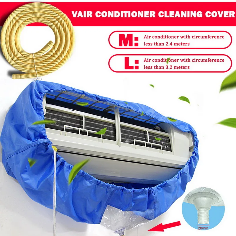 

Air Conditioner Cover Washing Wall Mounted Air Conditioning Cleaning Protective Dust Cover Cleaner Bags Tightening belt