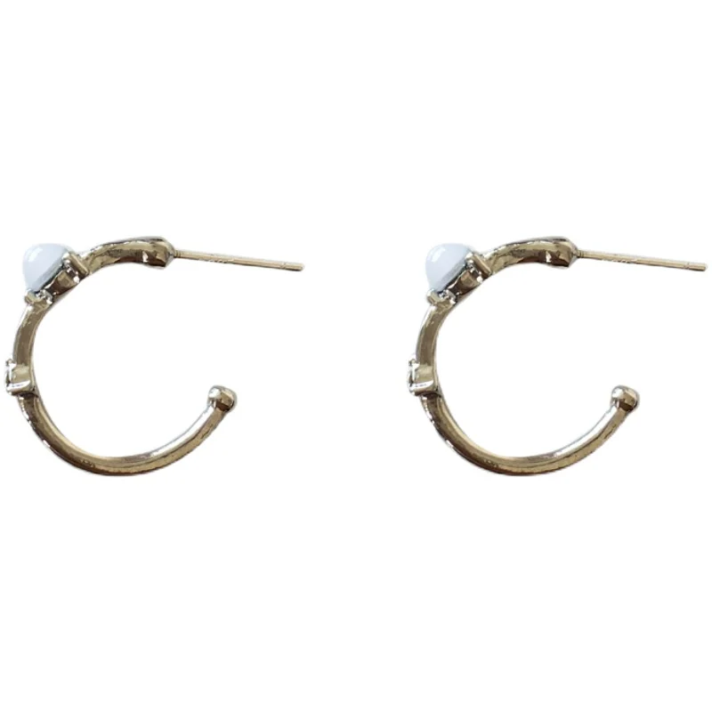 

Bilandi S925 needle Hoop Earrings Popular Design Semi Transparetn Resin Crystal Round Metal Earrings For Girl Fine Accessories