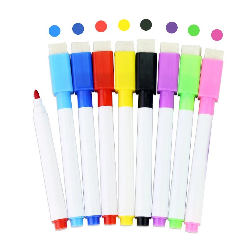 

8 шт./лот цветная черная школьная Классная доска ручка для сухой белой доски Маркеры со встроенным ластиком для учеников и детей ручка для ри...