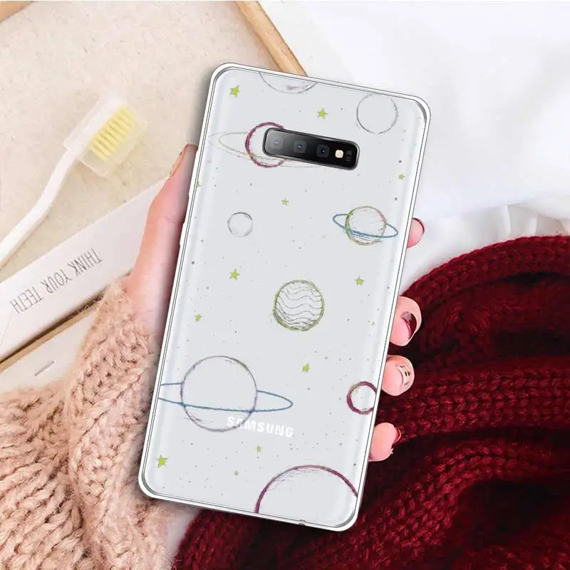 

Starry Universe cartoon space Phone Case Transparent For Samsung Galaxy A 71 21s S note 8 9 10 plus 20 ultra
