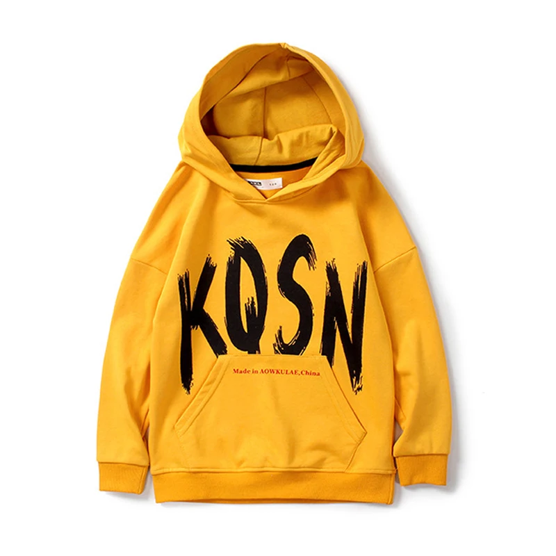 

Autumn and winter boys girls baby Sweat jacket letter printing hooded thickened warmth 4-13year in Older child Quality Clothing