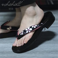 summer women slipper new wooden japanese geta clogs shoes indoor household female sandals flip flops platform slippers cosplay
