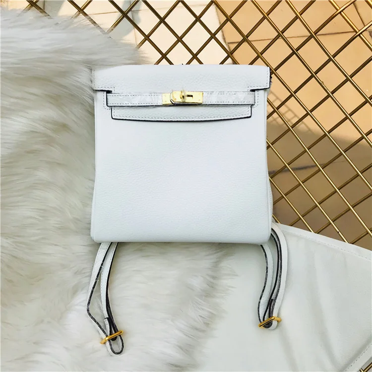 

Net red same 2019 new Kelly bag casual and versatile head leather litchi pattern backpack women's bag