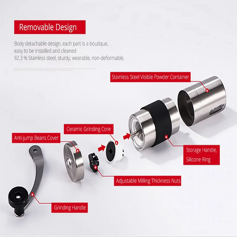 

Household Portable Stainless Steel Coffee Grinder Coffee Bean Grinder Manual Capacity 30G Manual Coffee Grinder