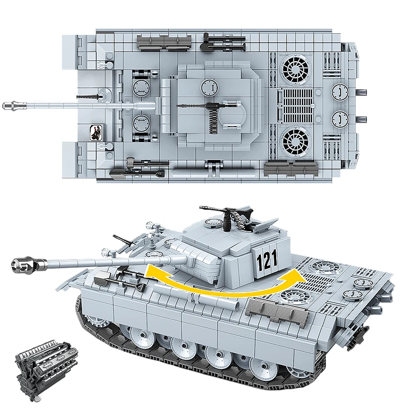 

Военный танк Пантеры 121, строительные блоки, Немецкий Тигр Танк, кирпичи, 2 мировая война, армия, полиция, солдат, оружие, игрушки, подарки для ...