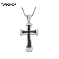 tophiphop hip hop cross pendant ice out cubic zirconia punk style necklace fashion mens jewelry jewelry gift