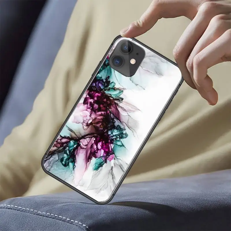 

Dark Blue Marble Pattern Phone Case Tempered glass For iphone 5C 6 6S 7 8 plus X XS XR 11 PRO MAX