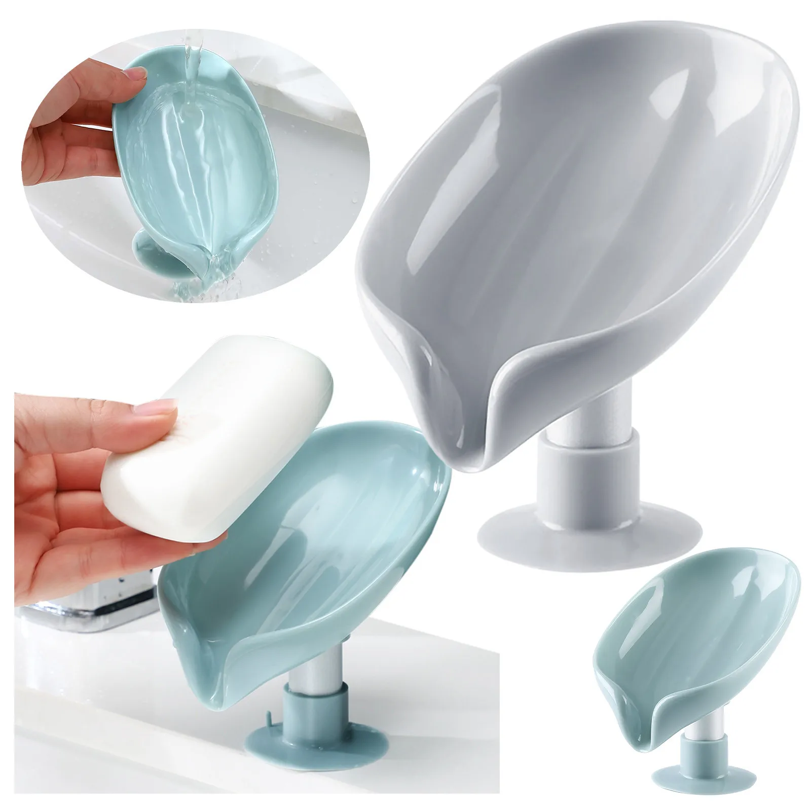 

Bars Soap Holder Leaf Shape Suction Cup Wall-mounted Without Punching And Easy To Clean Decorative Plastic Soap Tray Soap Holder