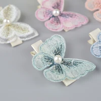 embroidered butterfly hairpin pearl hair accessories childrens bangs hairpin side clip duckbill clip