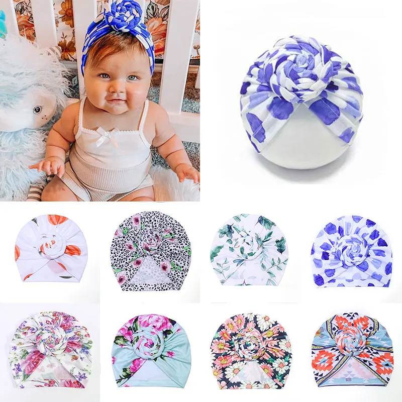 

Baby Printed Indian Hats Children Knitted Hats Turban Baotou Cap Baby Newborn Lovely Baby Cap Breathable Western Style Headwear
