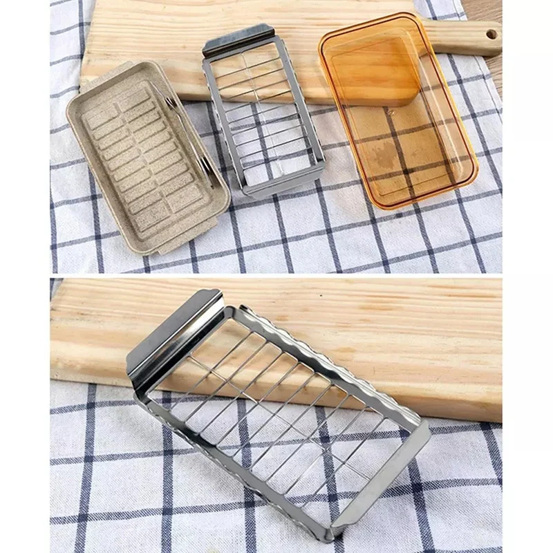 Portable Keeper Dish with Lid Sealing Cutting Kitchen Storage Butter Box Rectangle Container Cheese Food Cooking Tools | Дом и сад