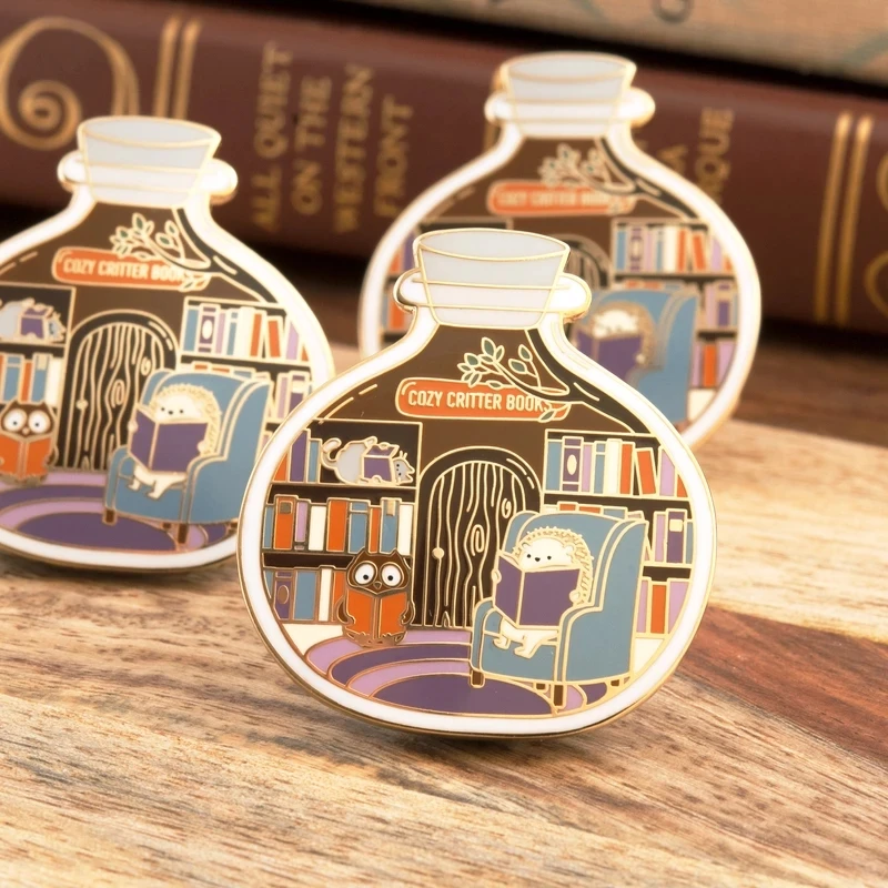 Маленькие миры книжный магазин брошь на булавке эмалевые металлические значки