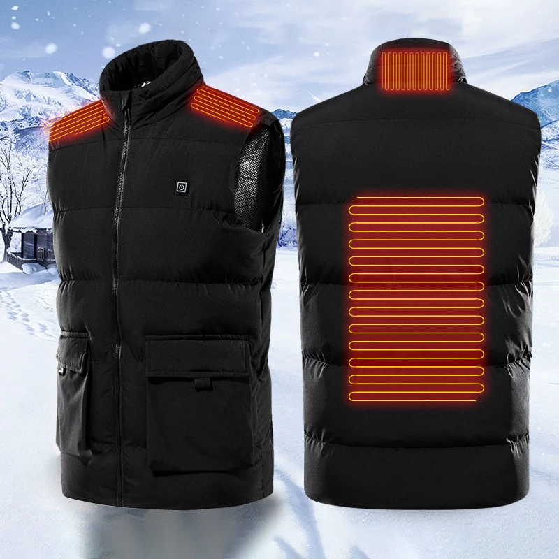 

Mens Graphene Heating Vests Coat Winter Smart Constant Temperature Heated Vest Mens Solid Color Sleeveless Mens Waistcoat New