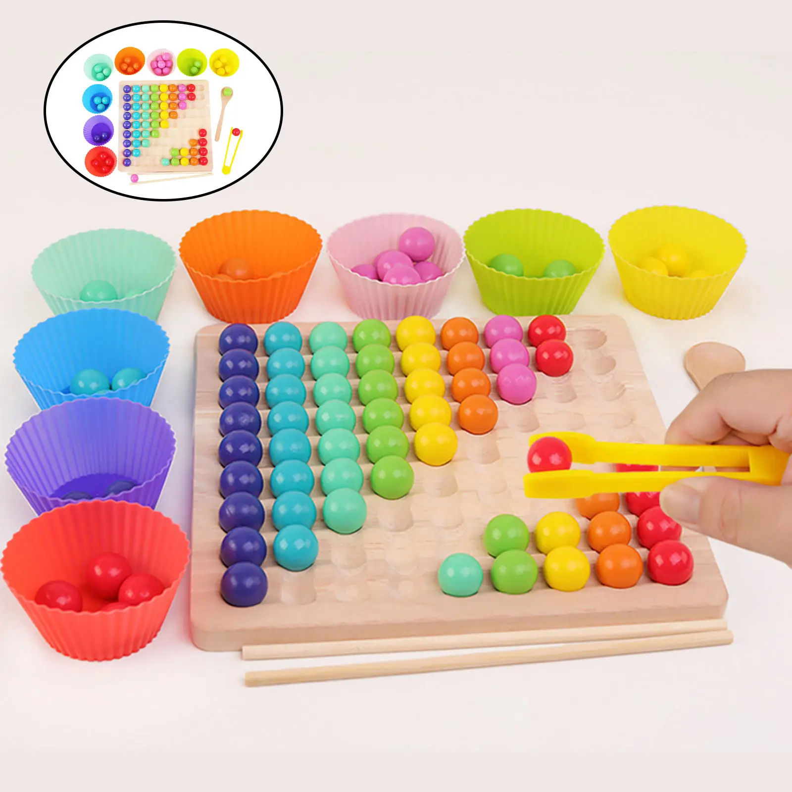

Clips Beads Game Color Sorting Preschool Montessori Toys for Unisex Children