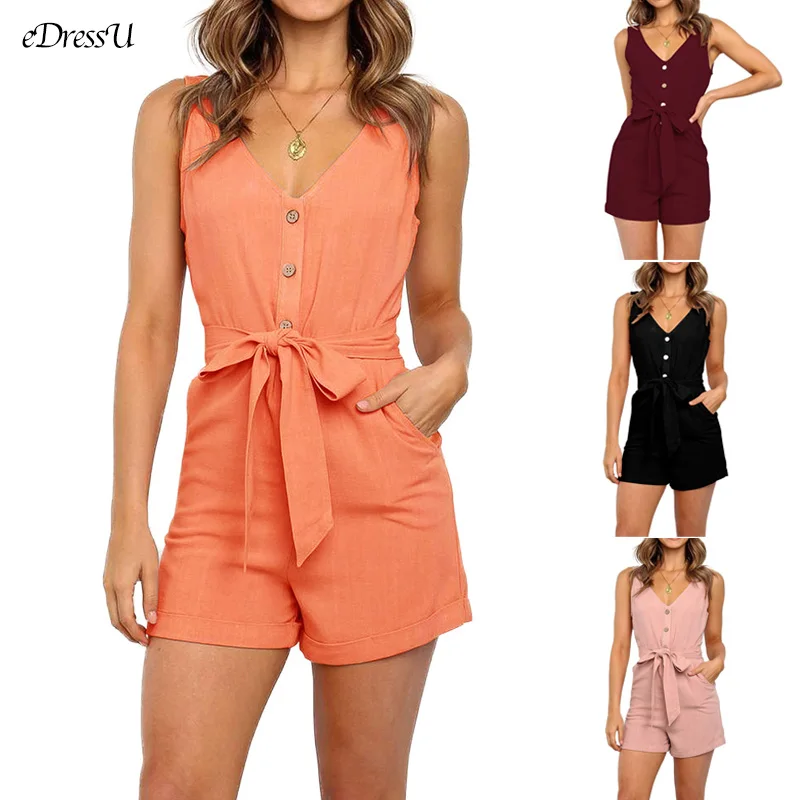 2020 повседневный комбинезон женский свободный хлопковый с высокой талией