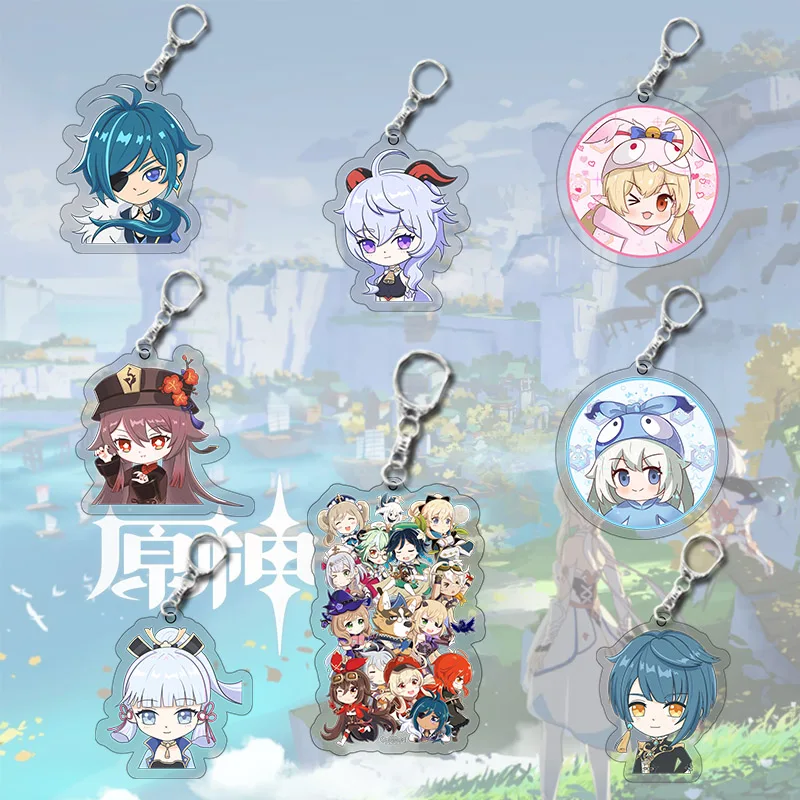 

Genshin Impact Kaedehara Kazuha Barbara Gunnhildr Acrylic Pendant Keyring For Women Cartoon Cosplay Pendant Accessories