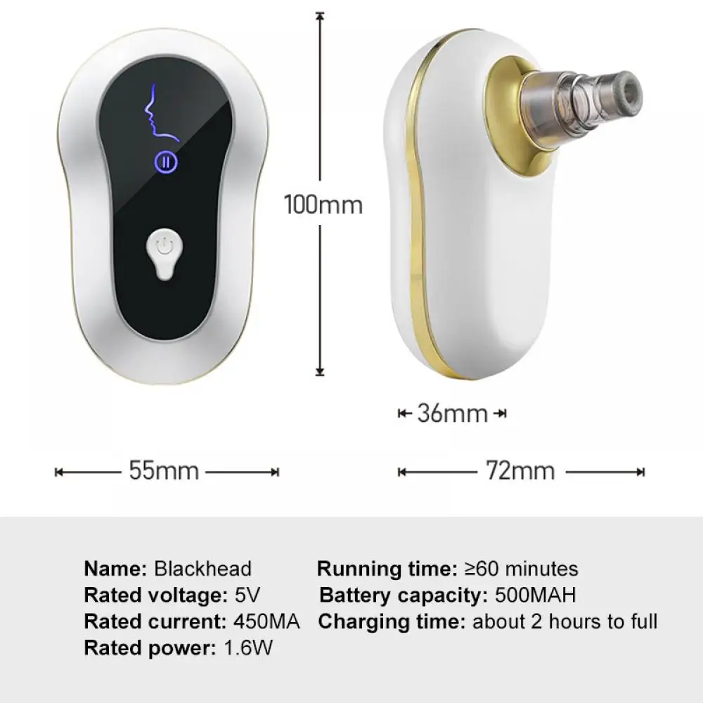 

Blackhead Remover Vacuum Deep Cleaner Pore Acne Pimple Removal Suction Facial Diamond Beauty Clean Face Facial Cleansing USB